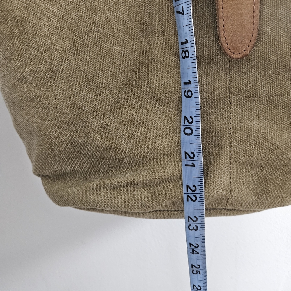 L.L. Bean Vintage Tan Beige Leather Canvas Travel Tote Bag Classic Preppy Purse - Picture 7 of 13